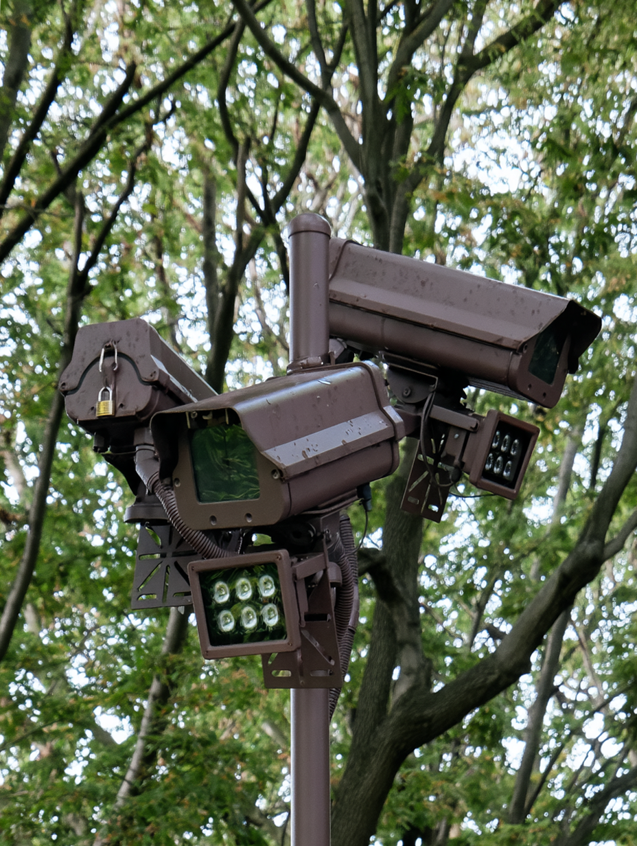 Useita UrsiQ-kameroita suunnattuna eri puolille maastoa